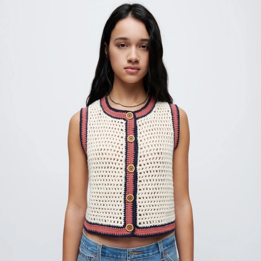 RE/DONE 90s Crochet Button-Up Vest